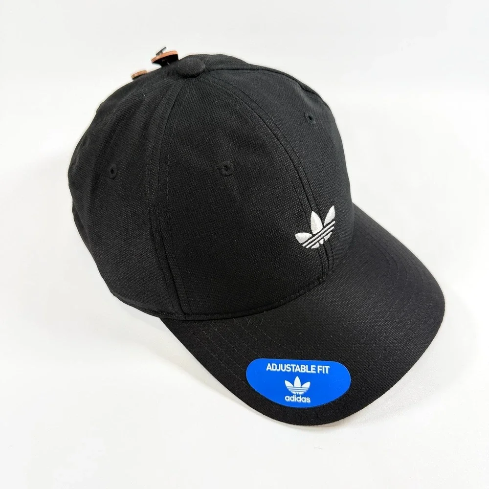 adidas Originals Relaxed Modern Trefoil Hat Black Strapback Cap NWT BH4547
